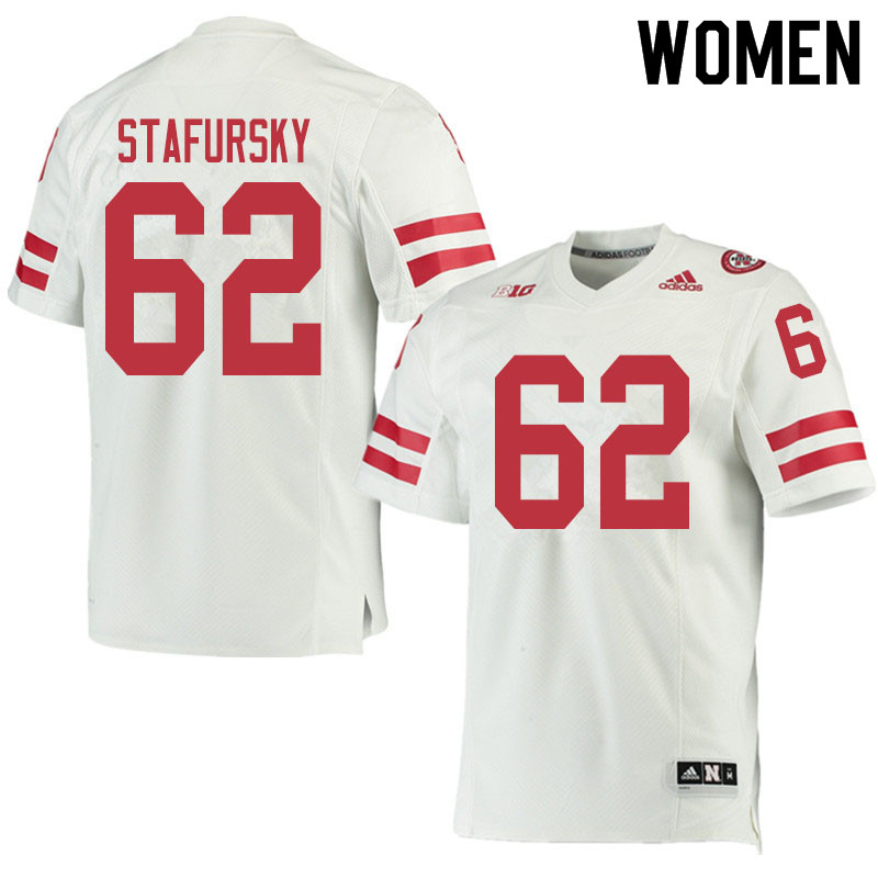 Women #62 Noah Stafursky Nebraska Cornhuskers College Football Jerseys Sale-White